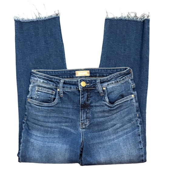 Kut from the Kloth Rachael Fab Ab Mom Jean High Rise Cropped Raw Fray Hem Size 8 - Picture 5 of 14